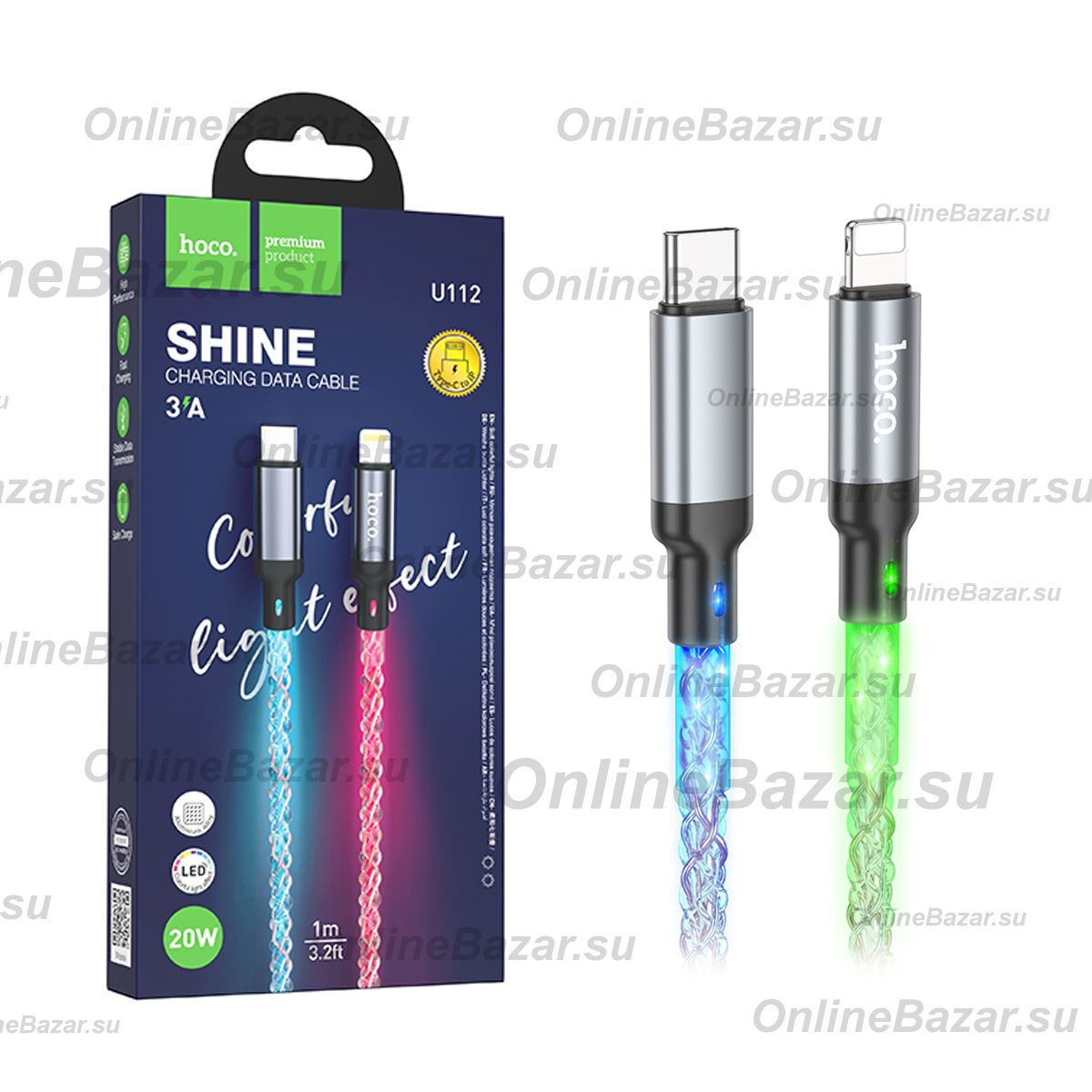 Кабель USB-C Apple Lightning Hoco U112 (3A/60W/PD) <серый> ― Spb.OnlineBazar.su