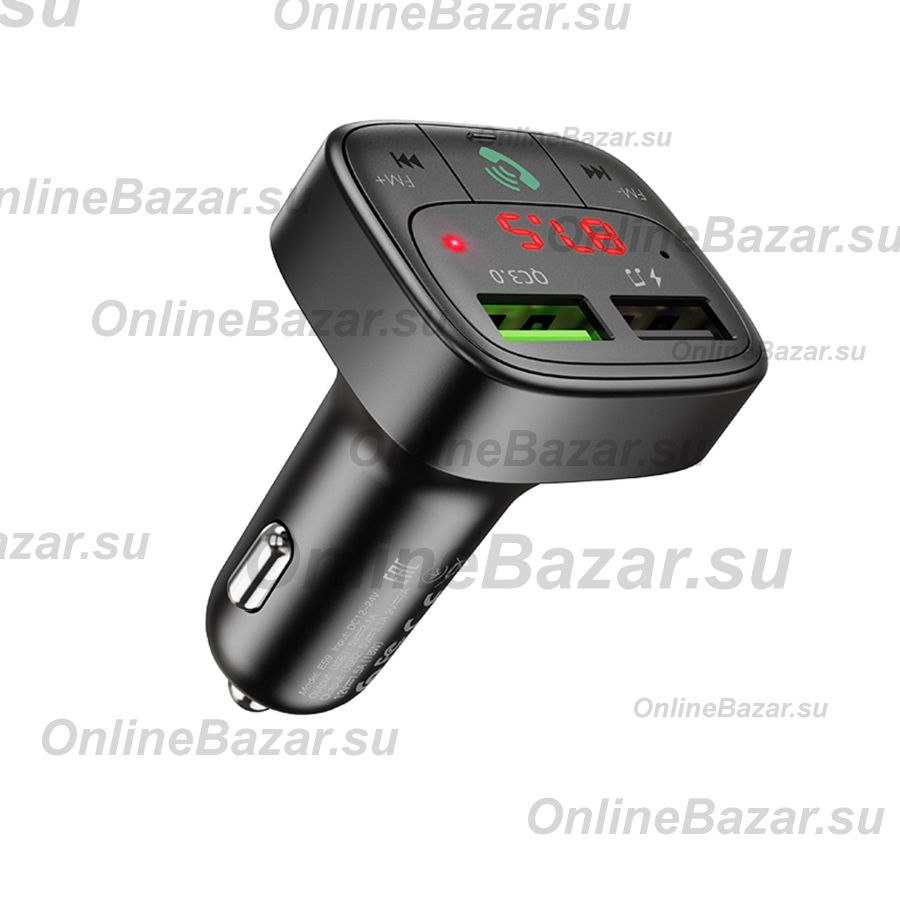 Автомобильный FM модулятор (трансмиттер) Hoco E59 (3.1А/QC 3.0/2 порта USB/Bluetooth) <черный> ― Spb.OnlineBazar.su