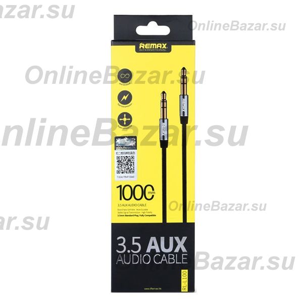 Кабель AUX Remax L100 (1 м) <черный> ― Spb.OnlineBazar.su