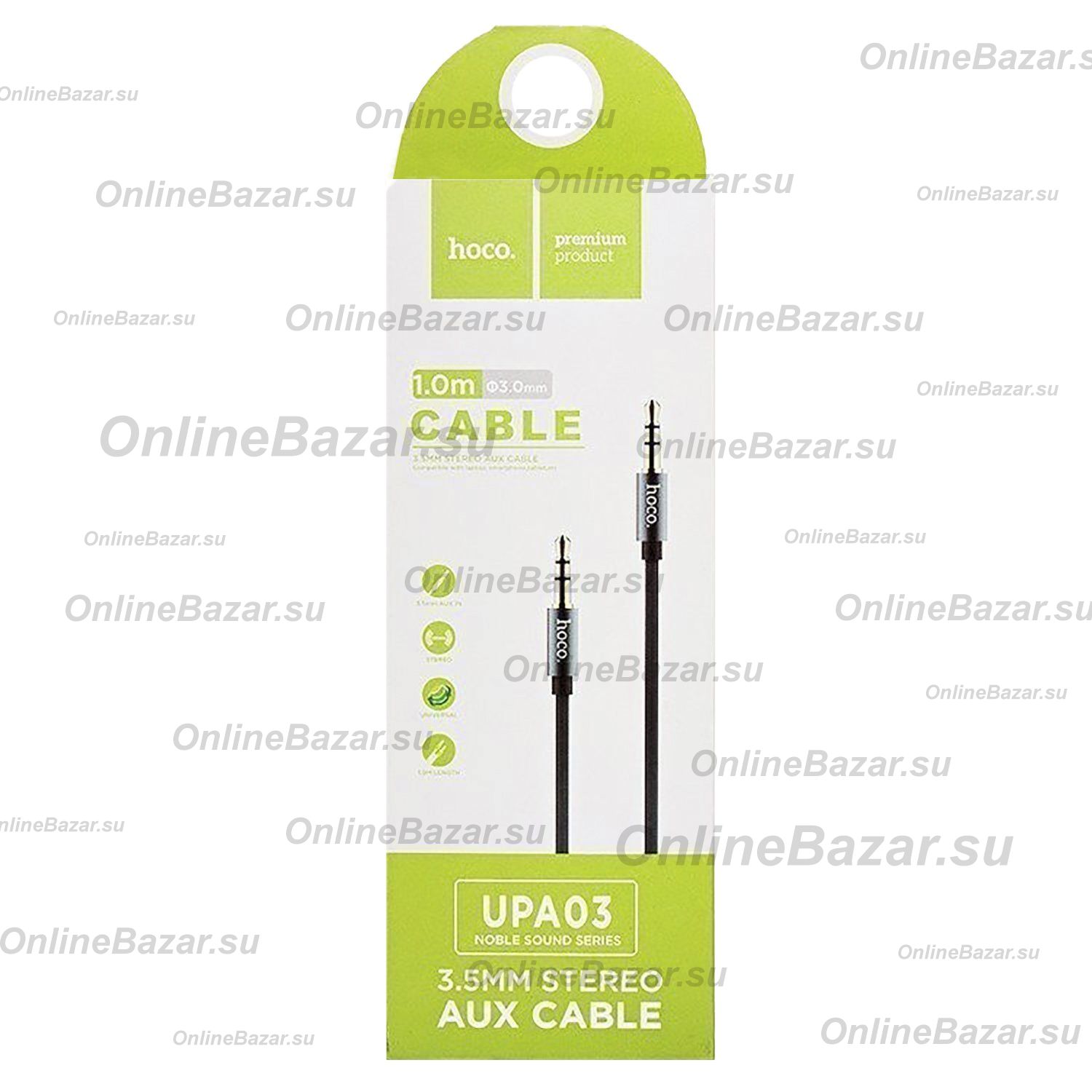 Кабель AUX Hoco UPA-03 (оплетка ткань) <серебристый> ― Spb.OnlineBazar.su