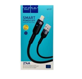 Кабель USB Apple iPhone Lightning Hoco U117 (2.4A/интеллектуальное отключение) <черный>