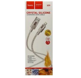 Кабель USB Apple iPhone Lightning Hoco X99 (2.4А/прозрачный силикон/термостойкий) <серый>