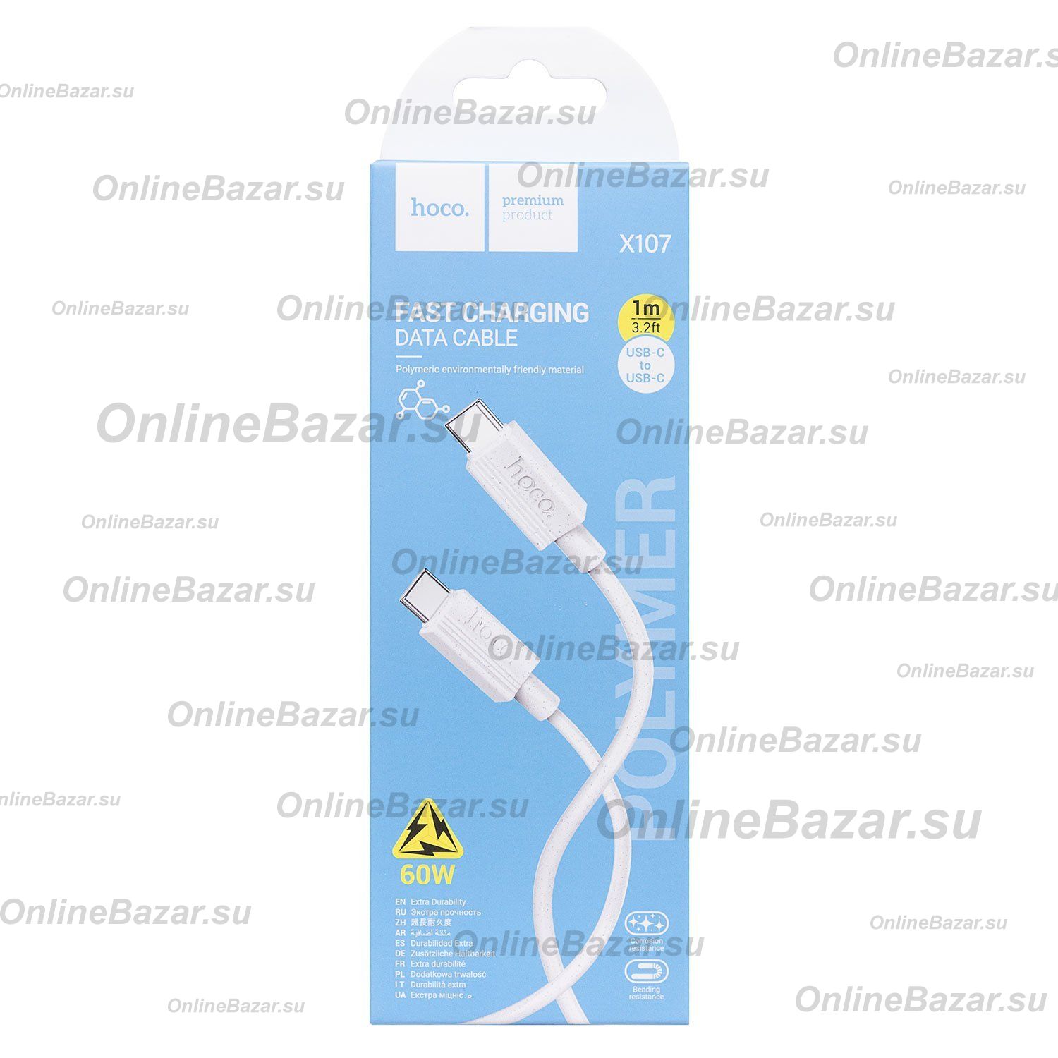 Кабель USB-C Type-C Hoco X107 (1 метр) <белый> ― Spb.OnlineBazar.su