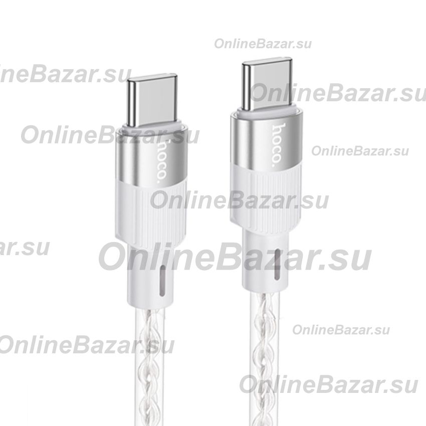 Кабель USB-C Type-C Hoco X99 (3A/60W/PD/прозрачный силикон/термостойкий) <серый> ― Spb.OnlineBazar.su