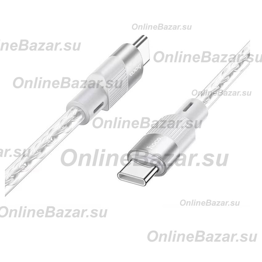 Кабель USB-C Type-C Hoco X99 (3A/60W/PD/прозрачный силикон/термостойкий) <серый> ― Spb.OnlineBazar.su