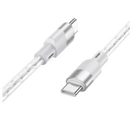 Кабель USB-C Type-C Hoco X99 (3A/60W/PD/прозрачный силикон/термостойкий) <серый>