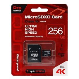 Карта памяти MicroSDXC CL10 UHS-I U3 256 Gb Qumo в блистере с адаптером