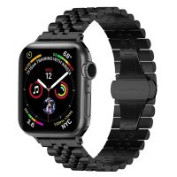 Ремешок для Apple Watch 42/44/45/49 mm металлический блочный на застежке №3 <черный> ― Spb.OnlineBazar.su