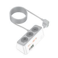 Сетевой фильтр Hoco AC23 (2500W/3 розетки/2 порта USB QС3.0/2 порта USB-C PD) <белый> ― Spb.OnlineBazar.su