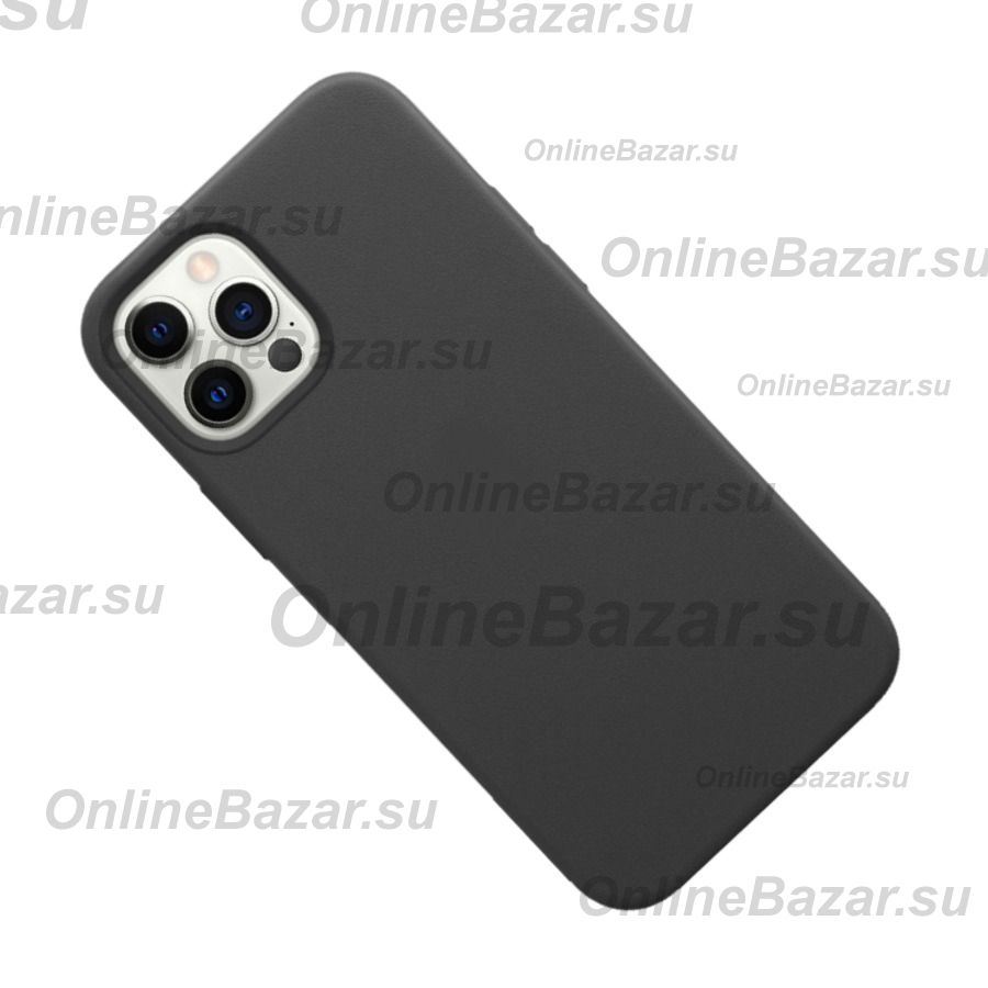Чехол для Apple iPhone 12 Leather MagSafe <черный> (премиум) ― Spb.OnlineBazar.su