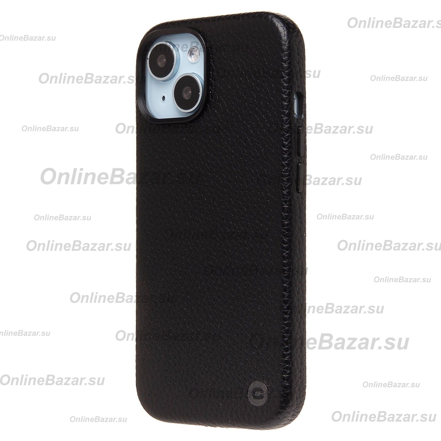 Чехол для Apple iPhone 15 натуральная кожа зернистая MagSafe <черный> ― Spb.OnlineBazar.su