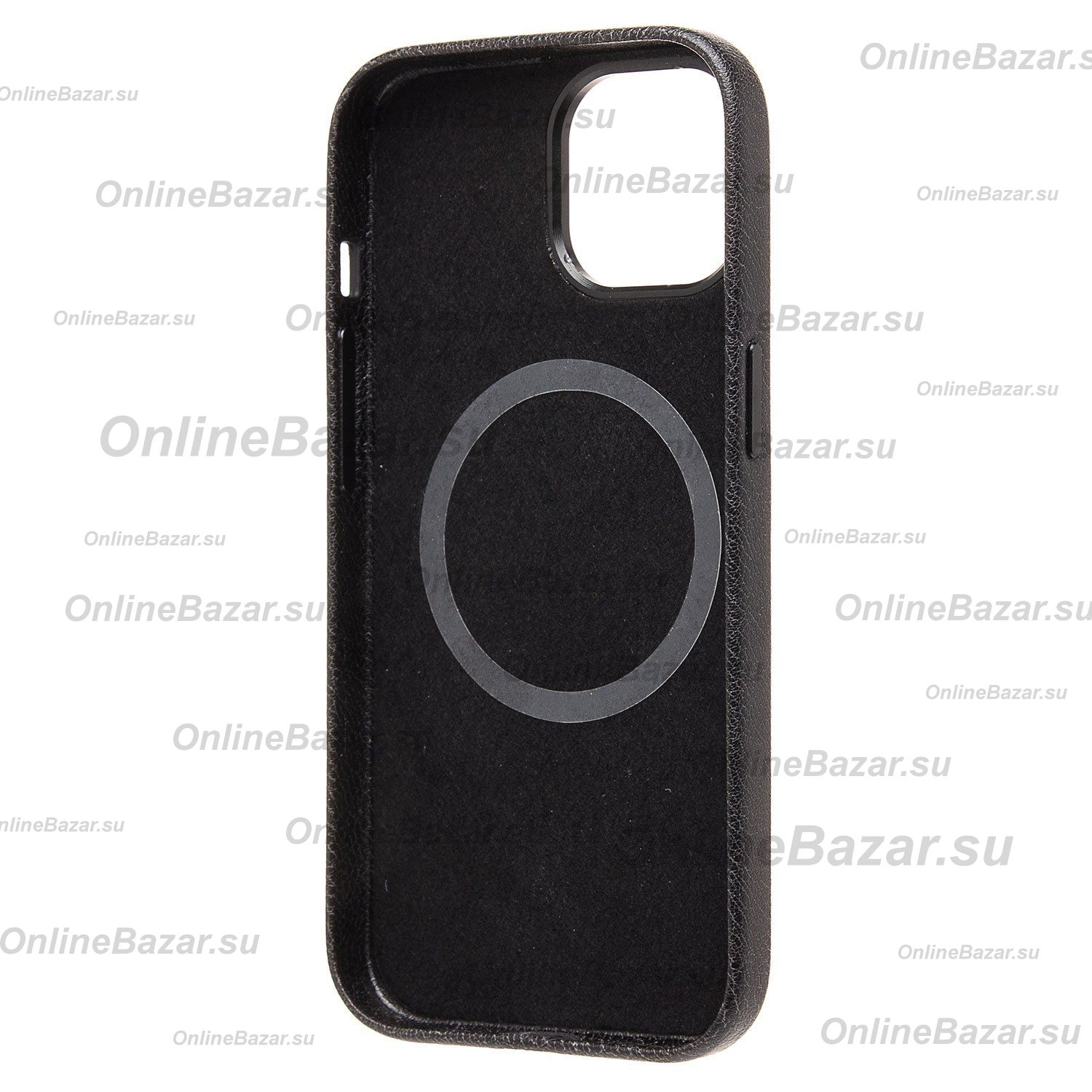Чехол для Apple iPhone 15 натуральная кожа MagSafe <черный> ― Spb.OnlineBazar.su