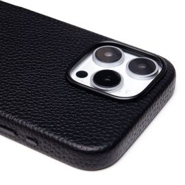 Чехол для Apple iPhone 16 Pro Max натуральная кожа зернистая MagSafe <черный>