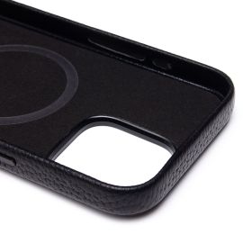 Чехол для Apple iPhone 16 Pro Max натуральная кожа зернистая MagSafe <черный>