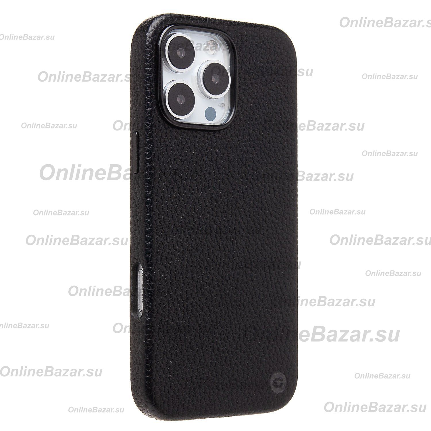 Чехол для Apple iPhone 16 Pro Max натуральная кожа зернистая MagSafe <черный> ― Spb.OnlineBazar.su