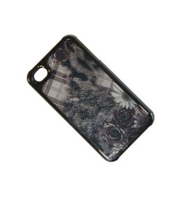 Чехол для Apple iPhone 4 пластиковый серия цветы <серый>