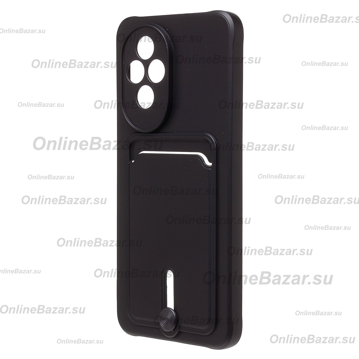 Чехол для Honor 200 (ELI-NX9) силиконовый с картхолдером №4 <черный> ― Spb.OnlineBazar.su