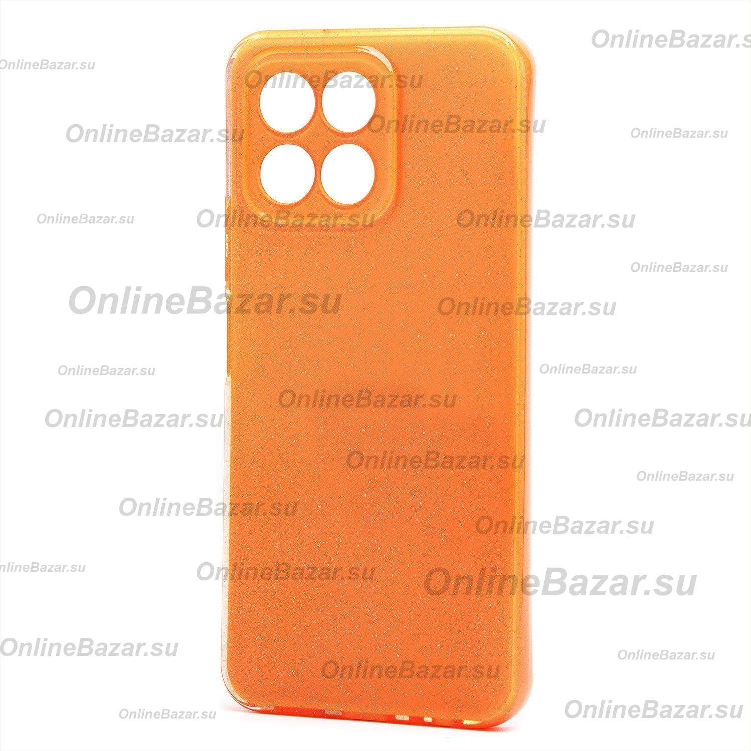 Чехол для Honor X6 (VNE-LX1) силиконовый с блестками №3 <оранжевый> ― Spb.OnlineBazar.su