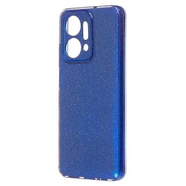 Чехол для Honor X7a (RKY-LX1) силиконовый с блестками №3 <синий>