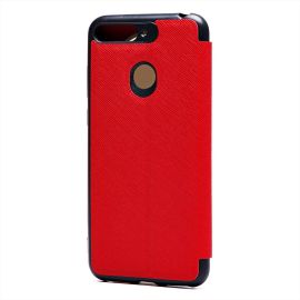 Чехол для Honor 7A Pro (AUM-L29) флип боковой кожзам №4 <красный>
