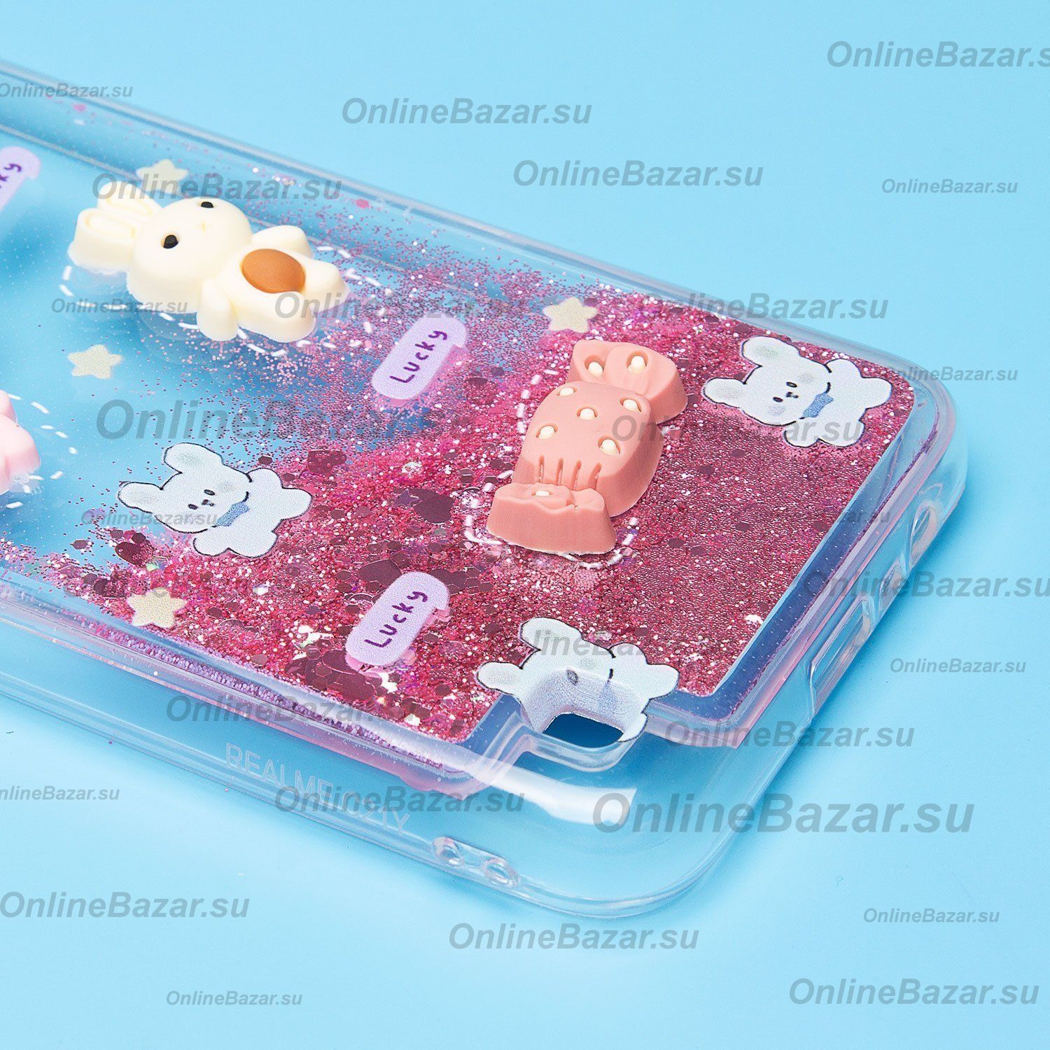 Чехол для Realme RMX3261 силиконовый 3D игрушки <розовый> ― Spb.OnlineBazar.su