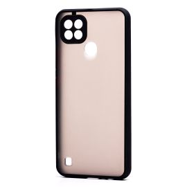 Чехол для Realme C21 пластиковый с окантовкой <черный>