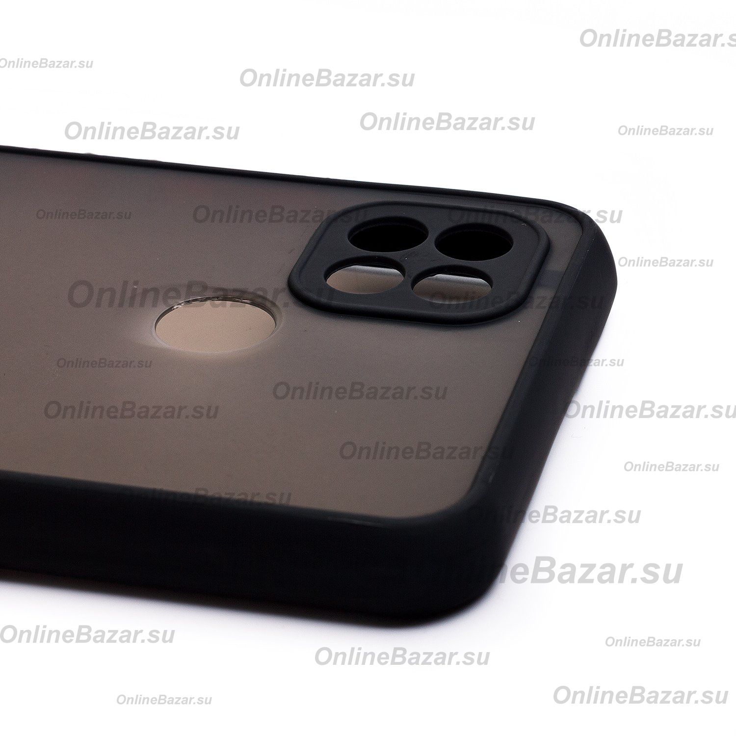 Чехол для Realme C21 пластиковый с окантовкой <черный> ― Spb.OnlineBazar.su