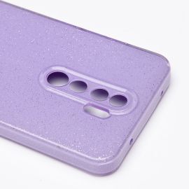 Чехол для Xiaomi Redmi Note 8 Pro силиконовый с блестками №3 <светло-фиолетовый>