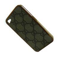 Чехол для Apple iPhone 4 пластиковый с кож.вставками GUCCi <серый> ― Spb.OnlineBazar.su