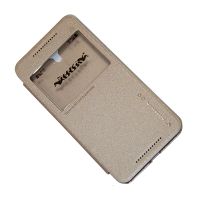 Чехол для HTC One E9 Plus флип боковой пластик-кожзам с окошком Nillkin Sparkle <золото> ― Spb.OnlineBazar.su