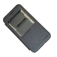 Чехол для Huawei Ascend G7 флип боковой пластик-кожзам с окошком Nillkin Sparkle <черный> ― Spb.OnlineBazar.su