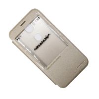 Чехол для Huawei Ascend G8 флип боковой пластик-кожзам с окошком Nillkin Sparkle <золотой> ― Spb.OnlineBazar.su