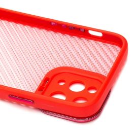 Чехол для Apple iPhone 11 Pro пластиковый вставка под карбон <красный>