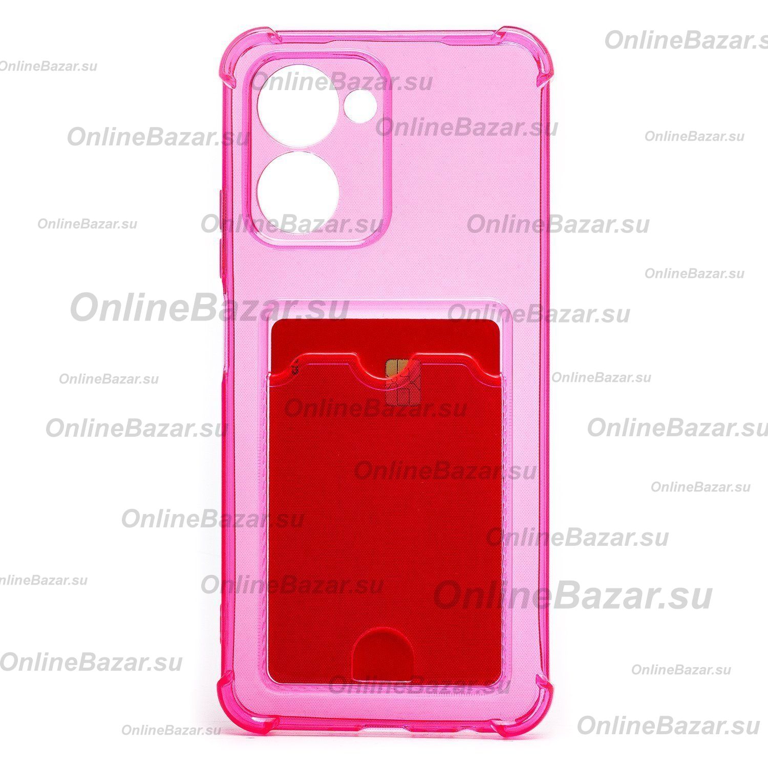 Чехол для Realme C33 силиконовый с картхолдером №2 <розовый> ― Spb.OnlineBazar.su