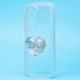 Чехол для Realme C33 силиконовый с попсокетом сердце <прозрачный>