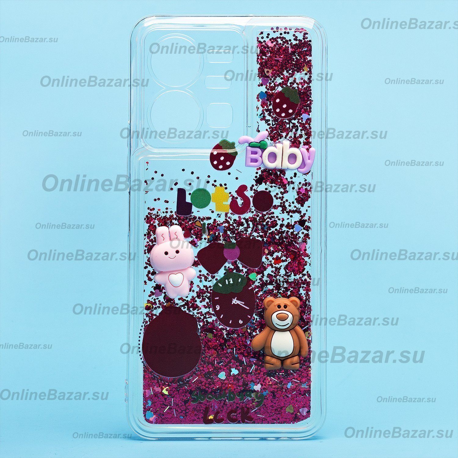Чехол для Vivo Y35 (V2205) силиконовый 3D игрушки <бордовый> ― Spb.OnlineBazar.su