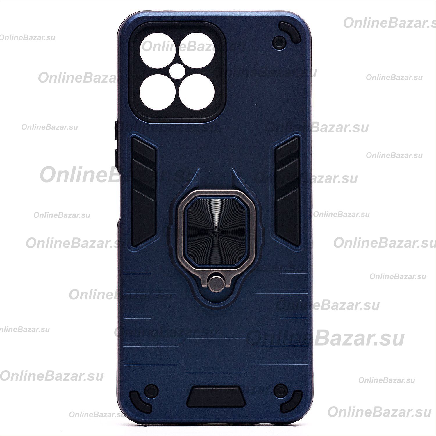 Чехол для Honor X8 (TFY-LX1) силиконовый противоударный с кольцом <синий> ― Spb.OnlineBazar.su
