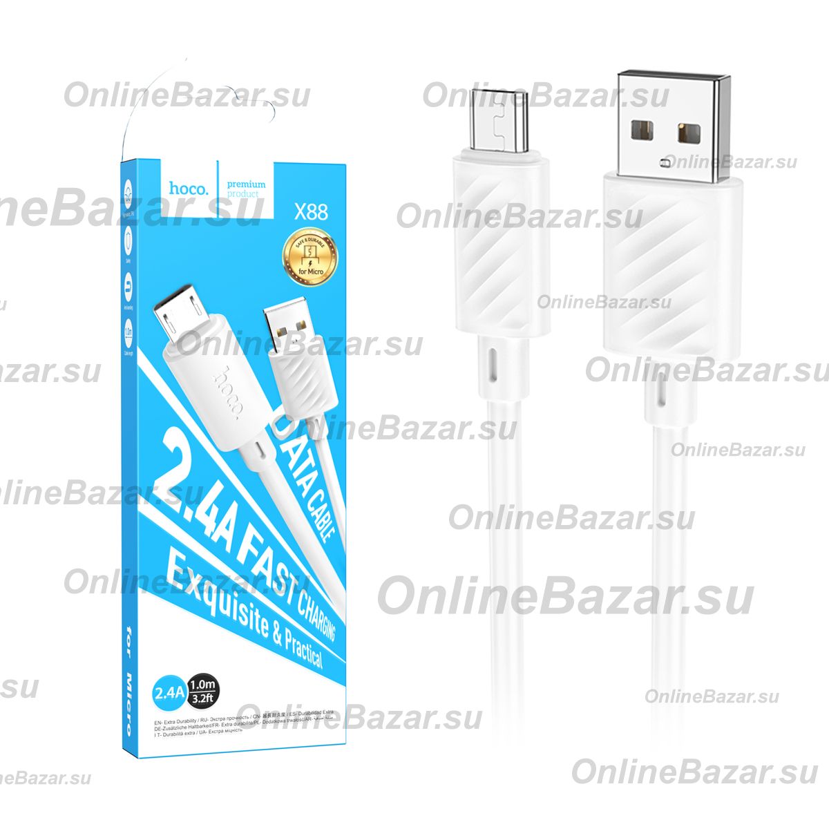 Кабель USB MicroUSB Hoco X88 <белый> ― Spb.OnlineBazar.su