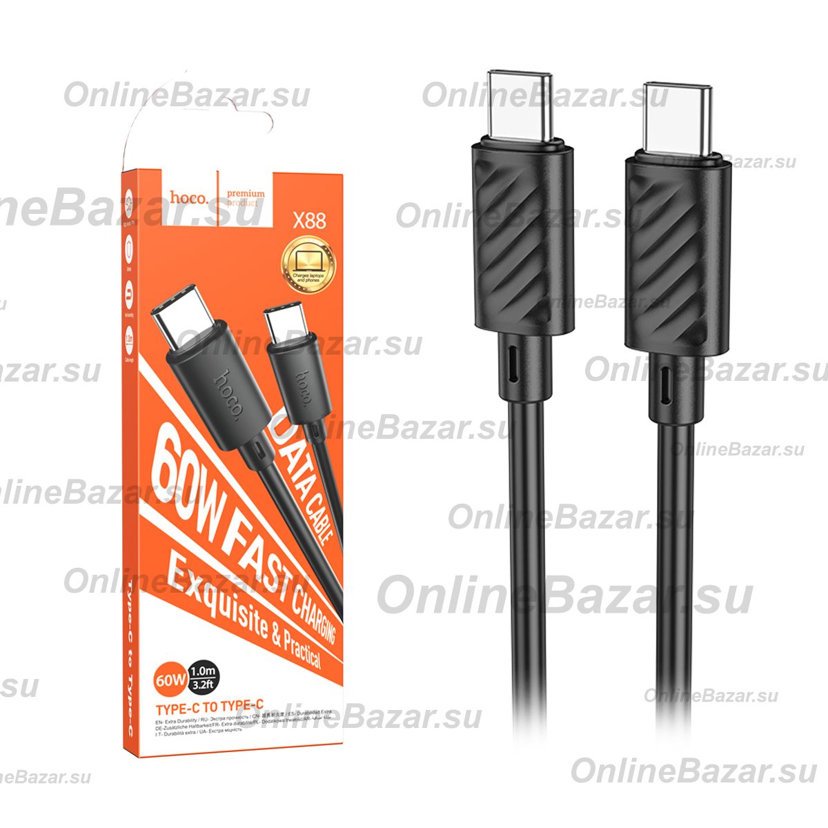 Кабель USB-C Type-C Hoco X88 <черный> ― Spb.OnlineBazar.su