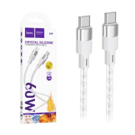 Кабель USB-C Type-C Hoco X99 (3A/60W/PD/прозрачный силикон/термостойкий) <серый>