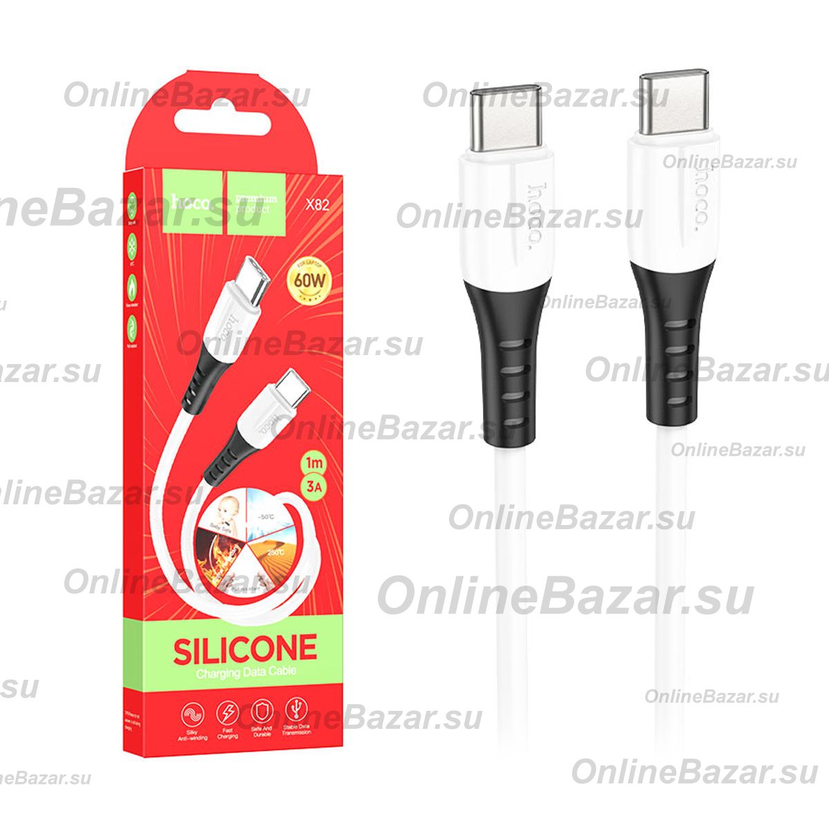 Кабель USB-C Type-C Hoco X82 <белый> ― Spb.OnlineBazar.su