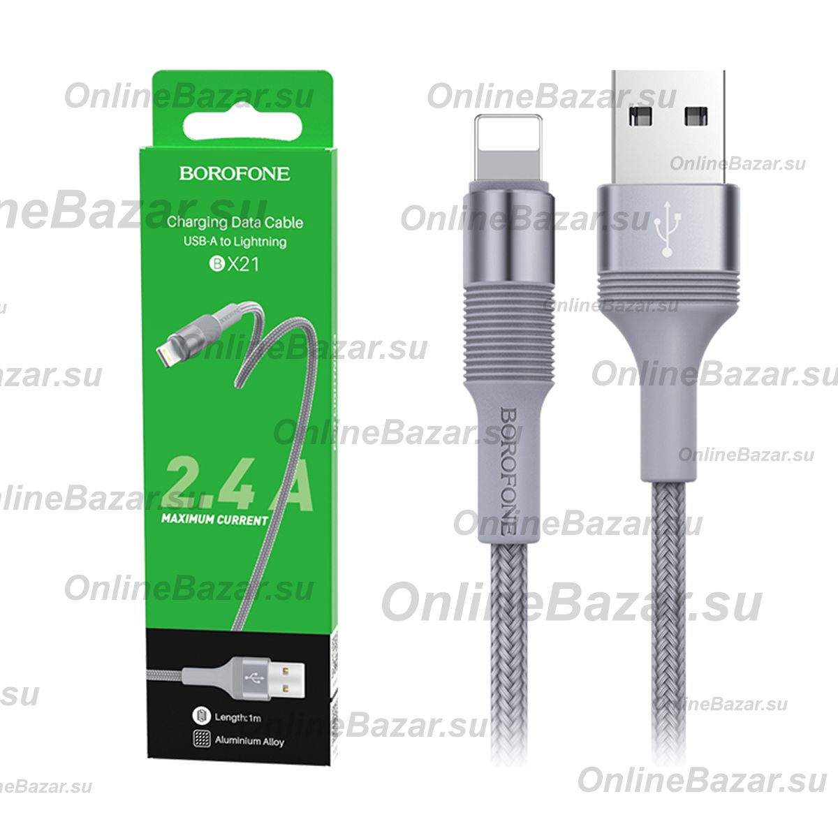 Кабель USB Apple iPhone Lightning Borofone BX21 <серый> ― Spb.OnlineBazar.su