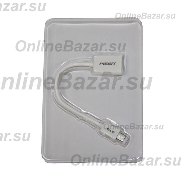 Кабель OTG (USB Host - microUSB) Pisen (15 см) <белый> ― Spb.OnlineBazar.su