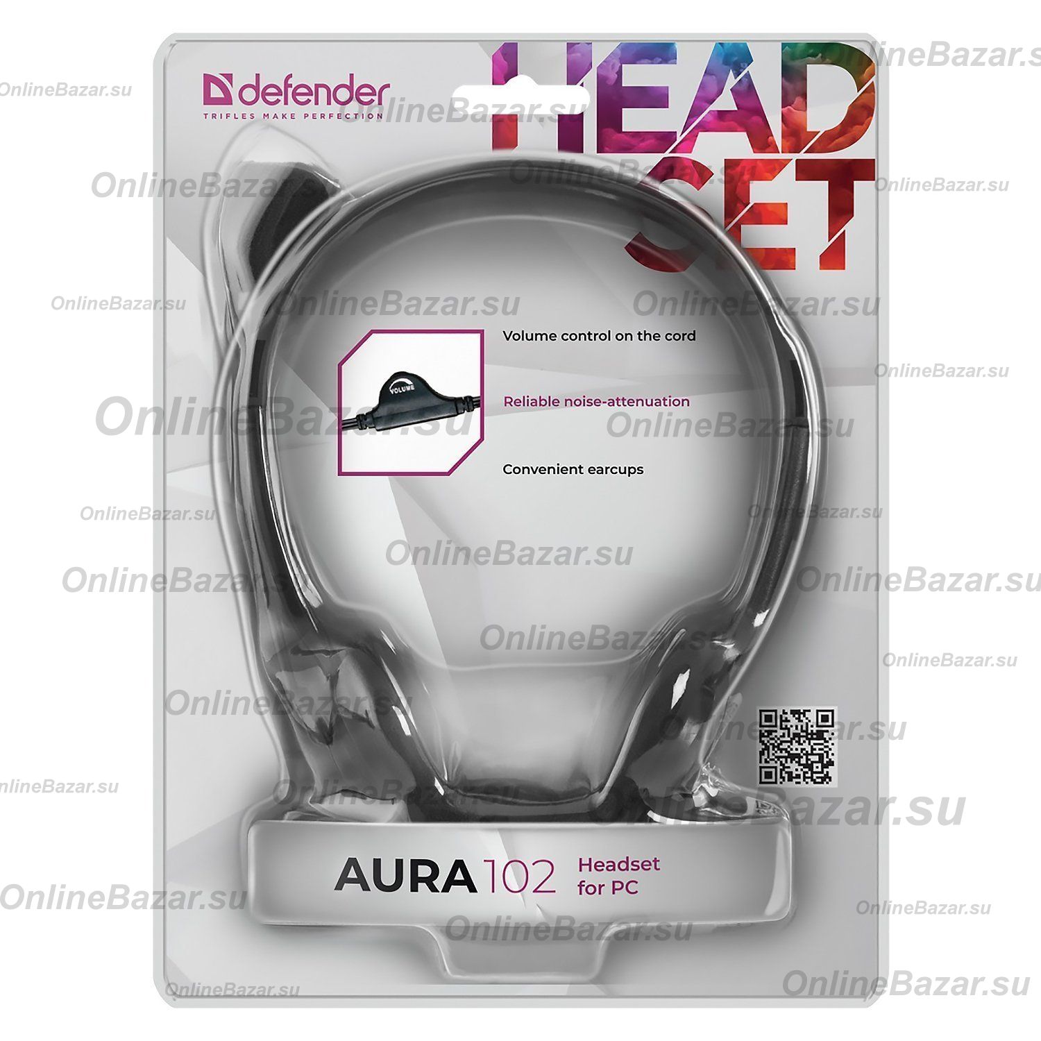 Компьютерная гарнитура Defender HN-102 Aura <черный> ― Spb.OnlineBazar.su