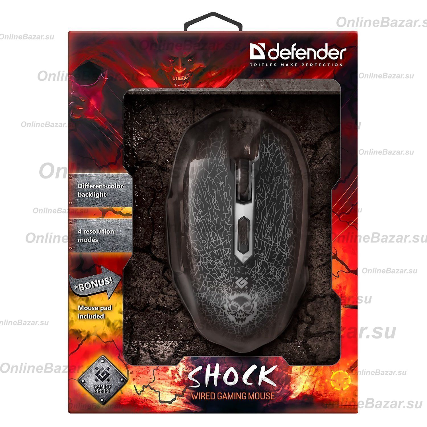 Мышь оптическая Defender Shock GM-110L (игровая) <черный> ― Spb.OnlineBazar.su