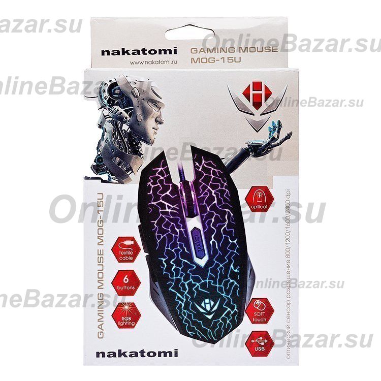 Мышь оптическая Nakatomi Gaming mouse MOG-15U (игровая) <черный>  ― Spb.OnlineBazar.su