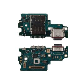 Плата нижняя для Samsung SM-G990B (Galaxy S21 FE) на системный разъем, разъем Sim-карты и микрофон (премиум)