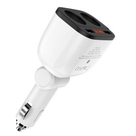 Разветвитель гнезда прикуривателя Hoco Z28 (2 выхода + 2 порта USB) <белый>