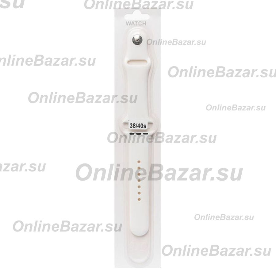 Ремешки для Apple Watch SE (40 mm) Sport Band силиконовый (размер S) <белый> ― Spb.OnlineBazar.su