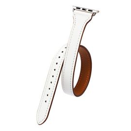 Ремешки для Apple Watch SE (40 mm) кожаный Double Tour <белый>